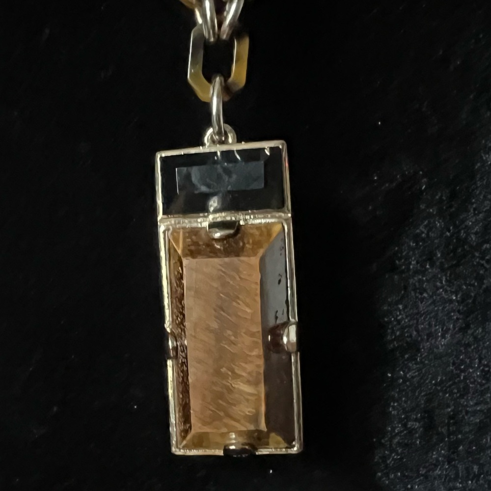 Funky Vintage Statement Pendant Necklace Gold Black Tiger Eye Retro Unisex - Picture 5 of 8